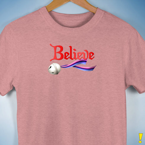 Believe Omnisexial Pride Flag Jingle Bell Premium Unisex T-Shirt - Mauve Heather