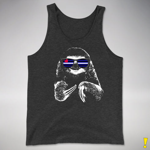 Pride Sloth Leather Flag Sunglasses Premium Tank Top
