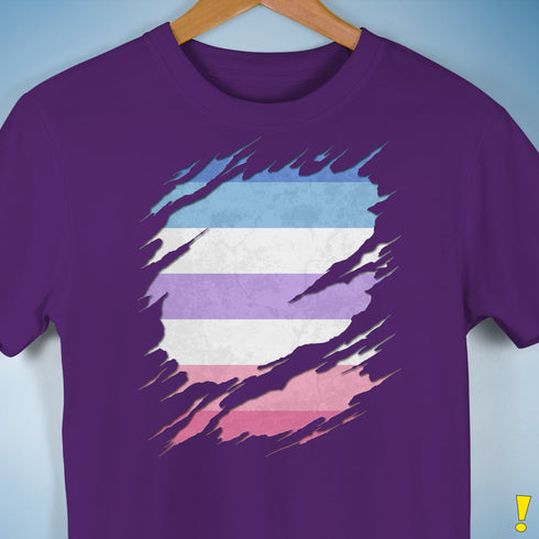 Bigender Pride Flag Ripped Reveal Premium Unisex T-Shirt