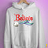 Believe Gay Male Pride Flag Jingle Bell Hoodie - White