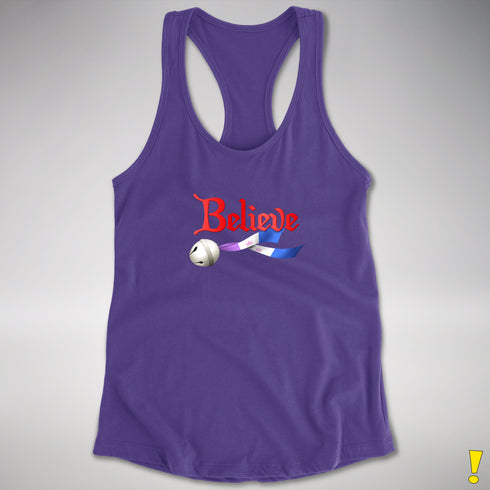 Believe Drag Pride Flag Jingle Bell Racerback Tank - Purple