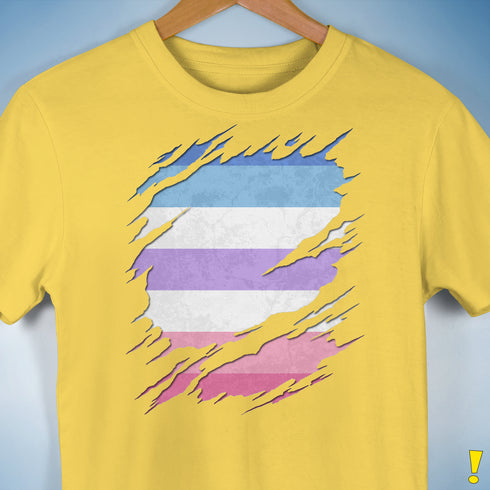 Bigender Pride Flag Ripped Reveal Premium Unisex T-Shirt