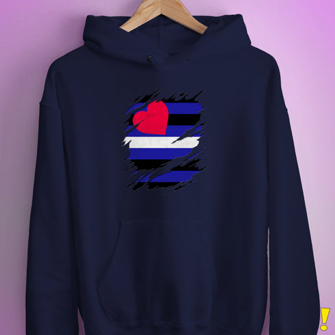 Leather Pride Flag Ripped Reveal Hoodie