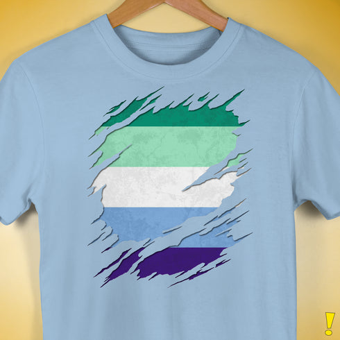 Gay Male Pride Flag Ripped Reveal Premium Unisex T-Shirt