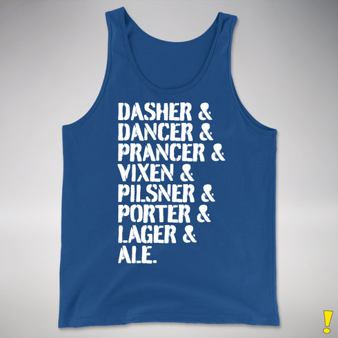 Santa's Reindeer Beer List Tank Top - Royal Blue