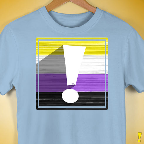 Nonbinary Pride Flag Exclamation Point Premium Unisex T-Shirt - Baby Blue