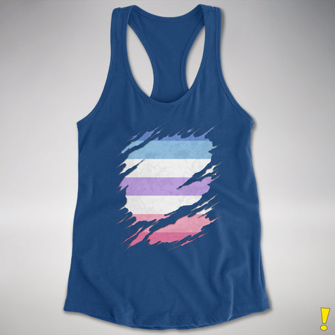 Bigender Pride Flag Ripped Reveal Racerback Tank