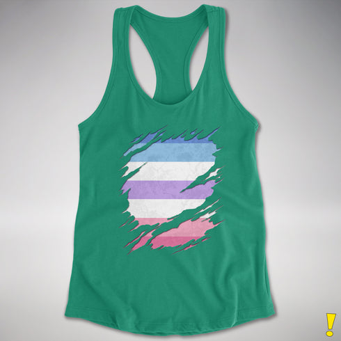 Bigender Pride Flag Ripped Reveal Racerback Tank
