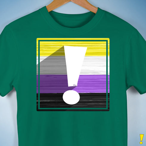 Nonbinary Pride Flag Exclamation Point Premium Unisex T-Shirt - Kelly Green