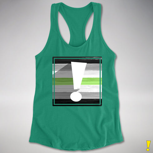 Agender Pride Flag Exclamation Point Racerback Tank - Kelly Green