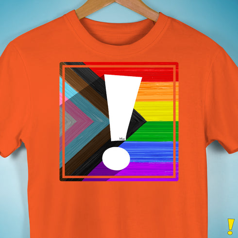 LGBTQ Progress Pride Flag Exclamation Point Premium Unisex T-Shirt - Orange