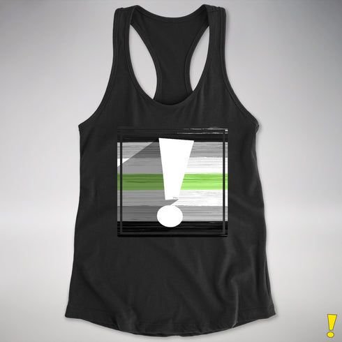 Agender Pride Flag Exclamation Point Racerback Tank - Black