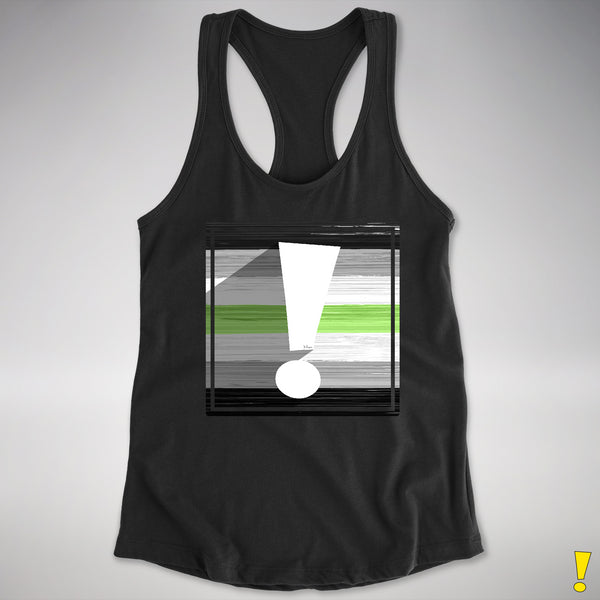Agender Pride Flag Exclamation Point Racerback Tank - Black