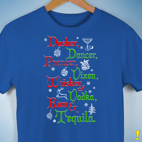 Festive Santa's Reindeer and Drinks Unisex T-Shirt - Royal Blue