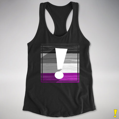 Asexual Pride Flag Exclamation Point Racerback Tank - Black