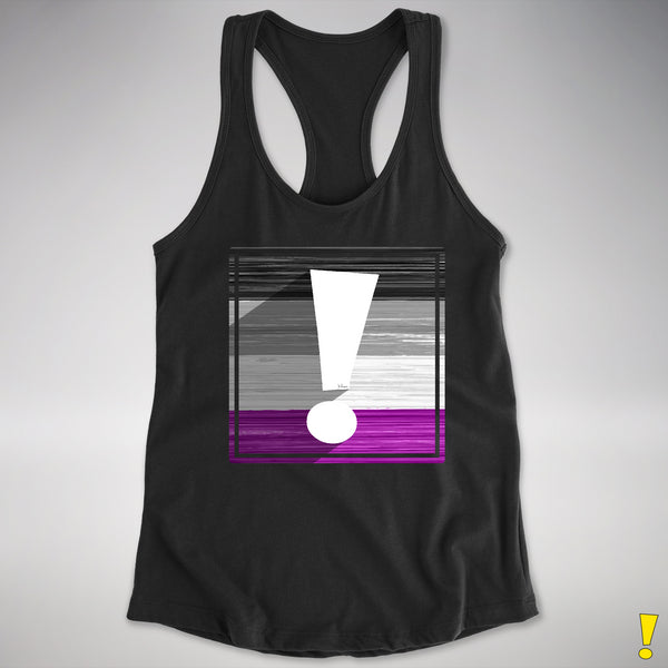 Asexual Pride Flag Exclamation Point Racerback Tank - Black