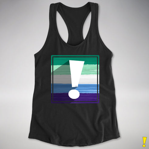 Gay Male Pride Flag Exclamation Point Racerback Tank
