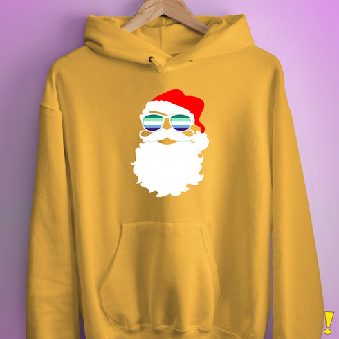Santa’s Gay Male Pride Flag Shades Hoodie - Mustard