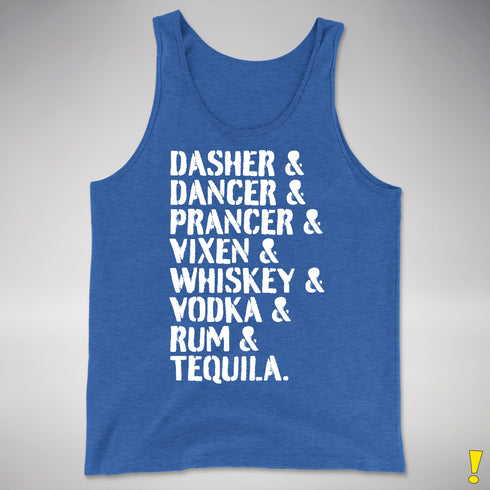 Reindeer and Alcohol List Tank Top - Royal Blue Triblend