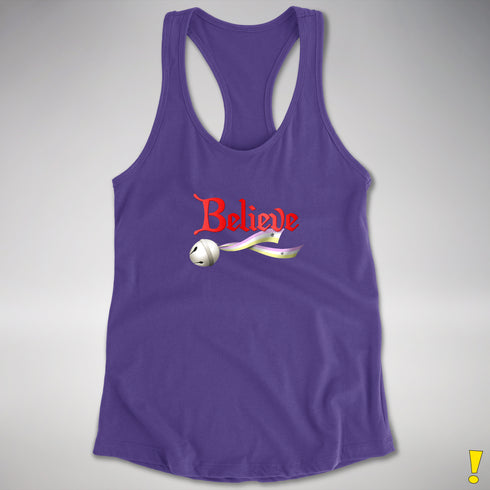 Believe Twink Pride Flag Jingle Bell Racerback Tank - Purple