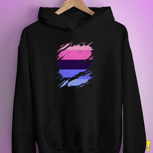 Omnisexual Pride Flag Ripped Reveal Hoodie