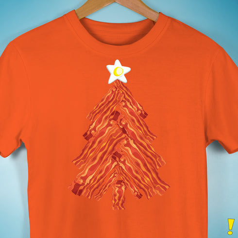 Funny Bacon and Egg Christmas Tree Unisex T-Shirt - Orange