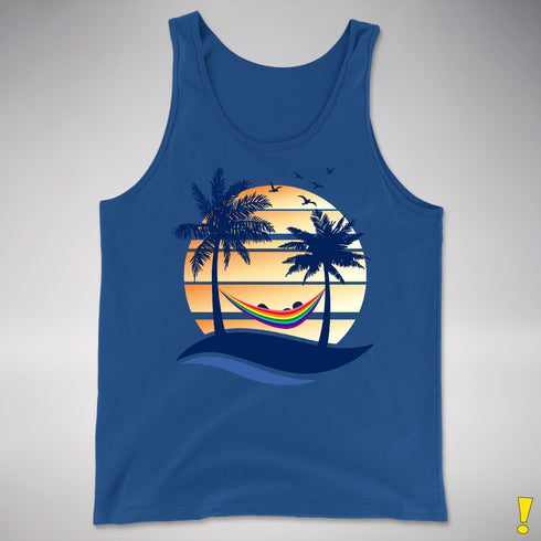 Original LGBTQ Pride Hammock Summer Beach Sunset Premium Tank Top