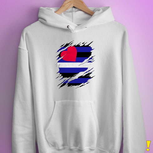 Leather Pride Flag Ripped Reveal Hoodie