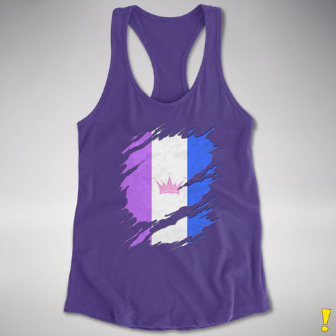 Drag Pride Flag Ripped Reveal Racerback Tank