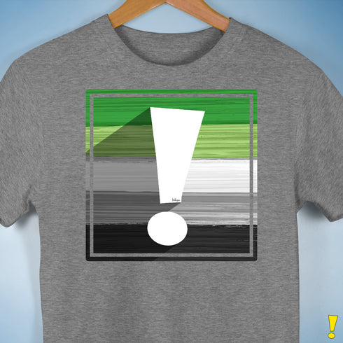 Aromantic Pride Flag Exclamation Point Premium Unisex T-Shirt - Grey Heather