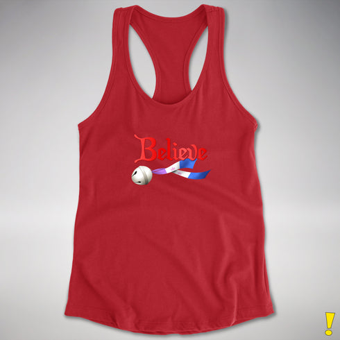 Believe Drag Pride Flag Jingle Bell Racerback Tank - Red