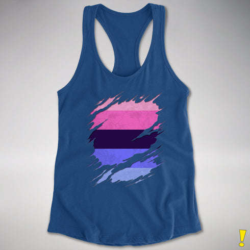 Omnisexual Pride Flag Ripped Reveal Racerback Tank