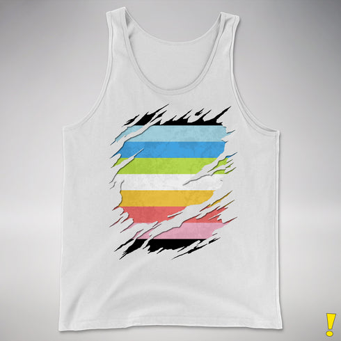 Queer Pride Flag Ripped Reveal Premium Tank Top
