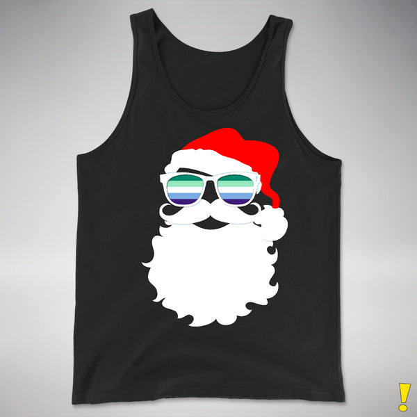 Santa’s Gay Male Pride Flag Shades Premium Tank Top - Black