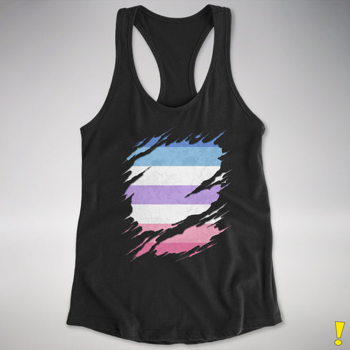 Bigender Pride Flag Ripped Reveal Racerback Tank