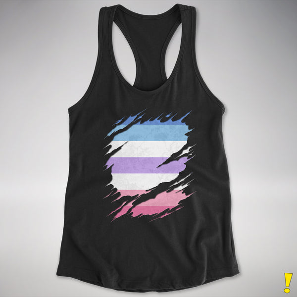 Bigender Pride Flag Ripped Reveal Racerback Tank