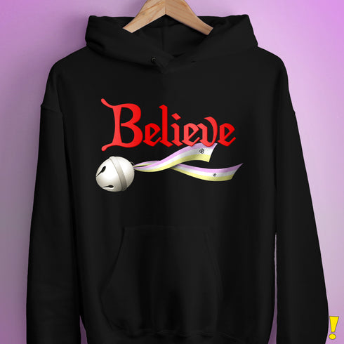Believe Twink Pride Flag Jingle Bell Hoodie - Black
