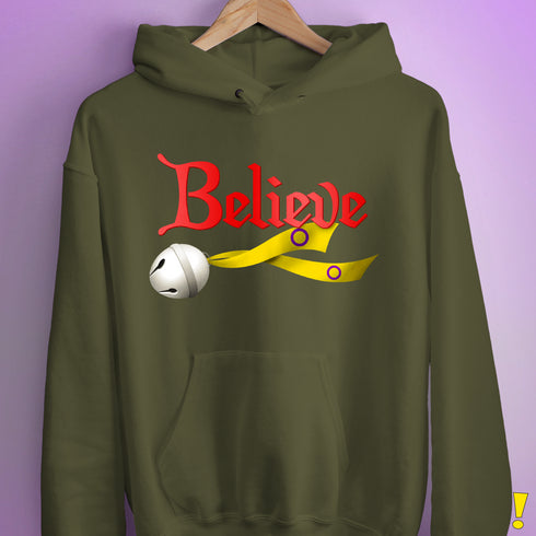Believe Intersex Pride Flag Jingle Bell Hoodie - Army