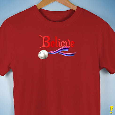 Believe Omnisexial Pride Flag Jingle Bell Premium Unisex T-Shirt - Red