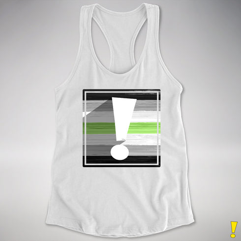 Agender Pride Flag Exclamation Point Racerback Tank - White