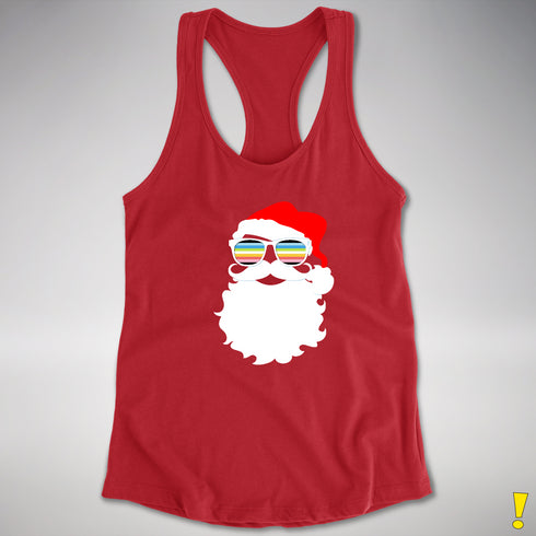 Santa’s Queer Pride Flag Shades Racerback Tank - Red