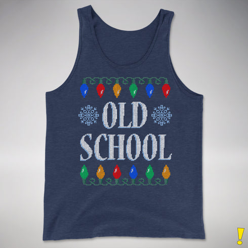 Old School Ugly Christmas Sweater Tank Top - Navy Heather