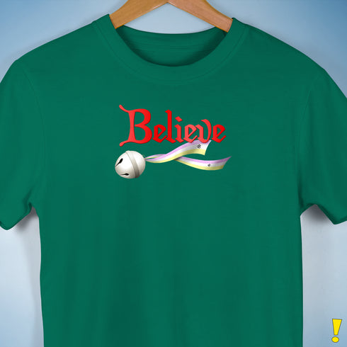 Believe Twink Pride Flag Jingle Bell Premium Unisex T-Shirt - Kelly Green
