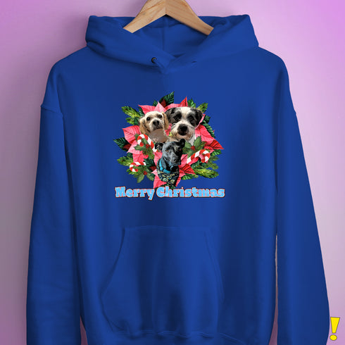 Custom Holiday Joy T-Shirt Hoodie - Royal Blue
