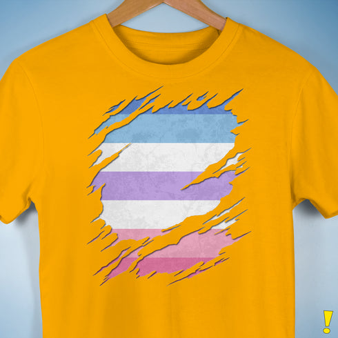 Bigender Pride Flag Ripped Reveal Premium Unisex T-Shirt