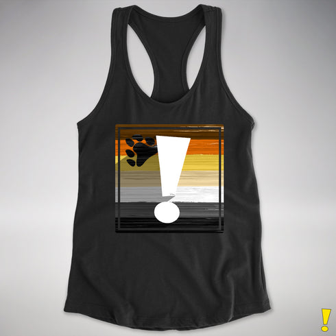 Bear Pride Flag Exclamation Point Racerback Tank - Black