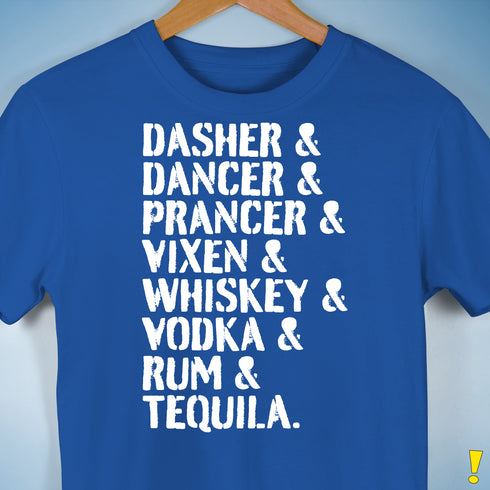 Reindeer and Alcohol List Unisex T-Shirt - Royal Blue