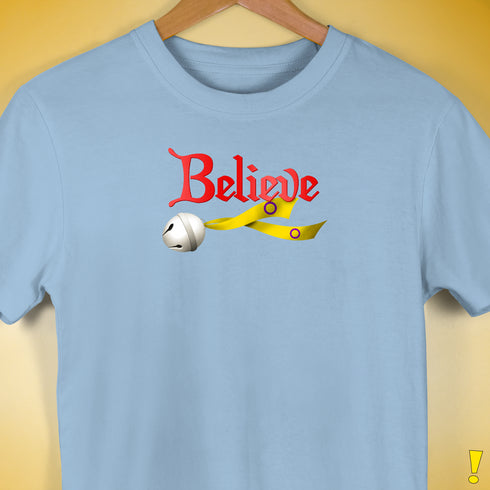 Believe Intersex Pride Flag Jingle Bell Premium Unisex T-Shirt - Baby Blue