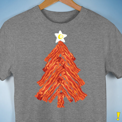 Funny Bacon and Egg Christmas Tree Unisex T-Shirt - Grey Heather