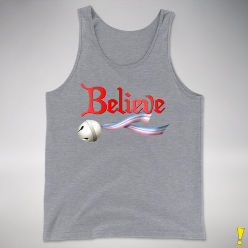 Believe Bigender Pride Flag Jingle Bell Premium Tank Top - Grey Heather